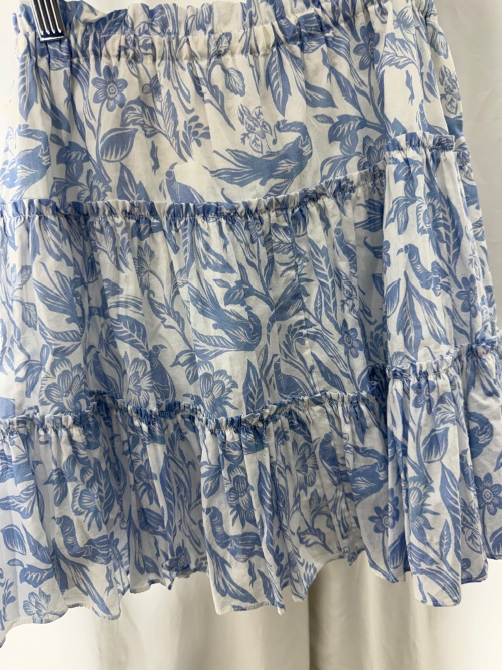 Blue Floral Tiered Button Mini Skirt - Picture 4 of 7